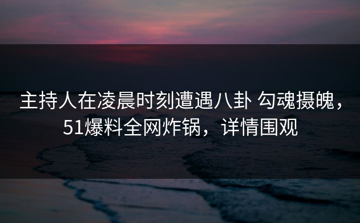 主持人在凌晨时刻遭遇八卦 勾魂摄魄,51爆料全网炸锅,详情围观 主持人在凌晨时刻遭遇八卦 勾魂摄魄,51爆料全网炸锅,详情围观