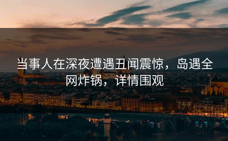当事人在深夜遭遇丑闻震惊，岛遇全网炸锅，详情围观