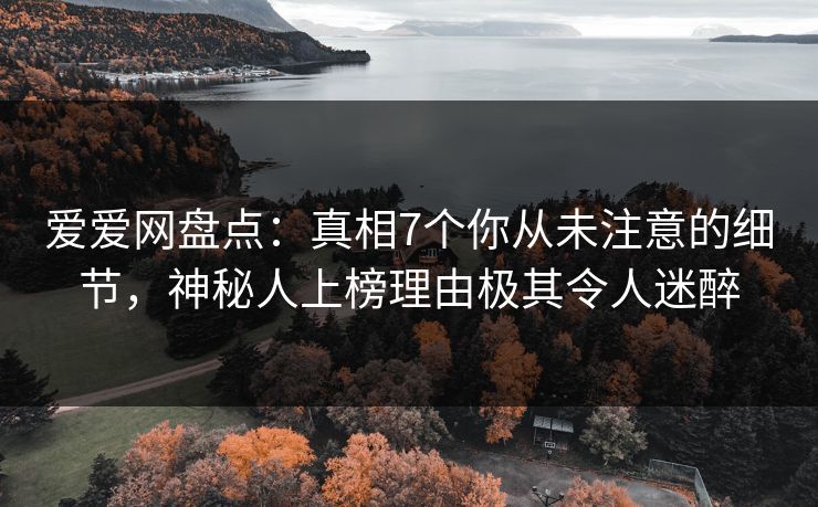 爱爱网盘点:真相7个你从未注意的细节,神秘人上榜理由极其令人迷醉